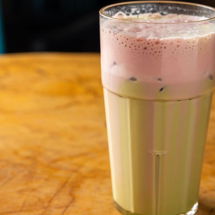 Dragon Fruit Cream Matcha Latte.