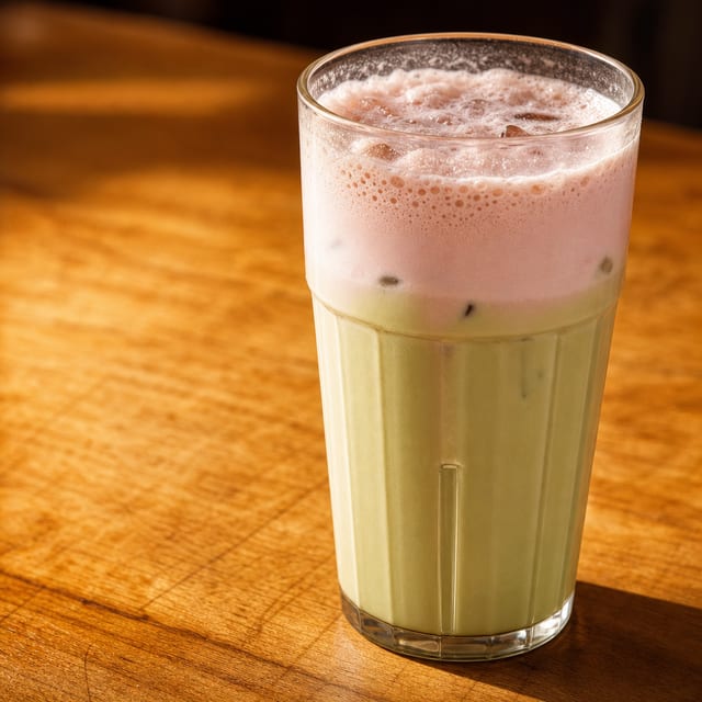 Dragon Fruit Cream Matcha Latte.