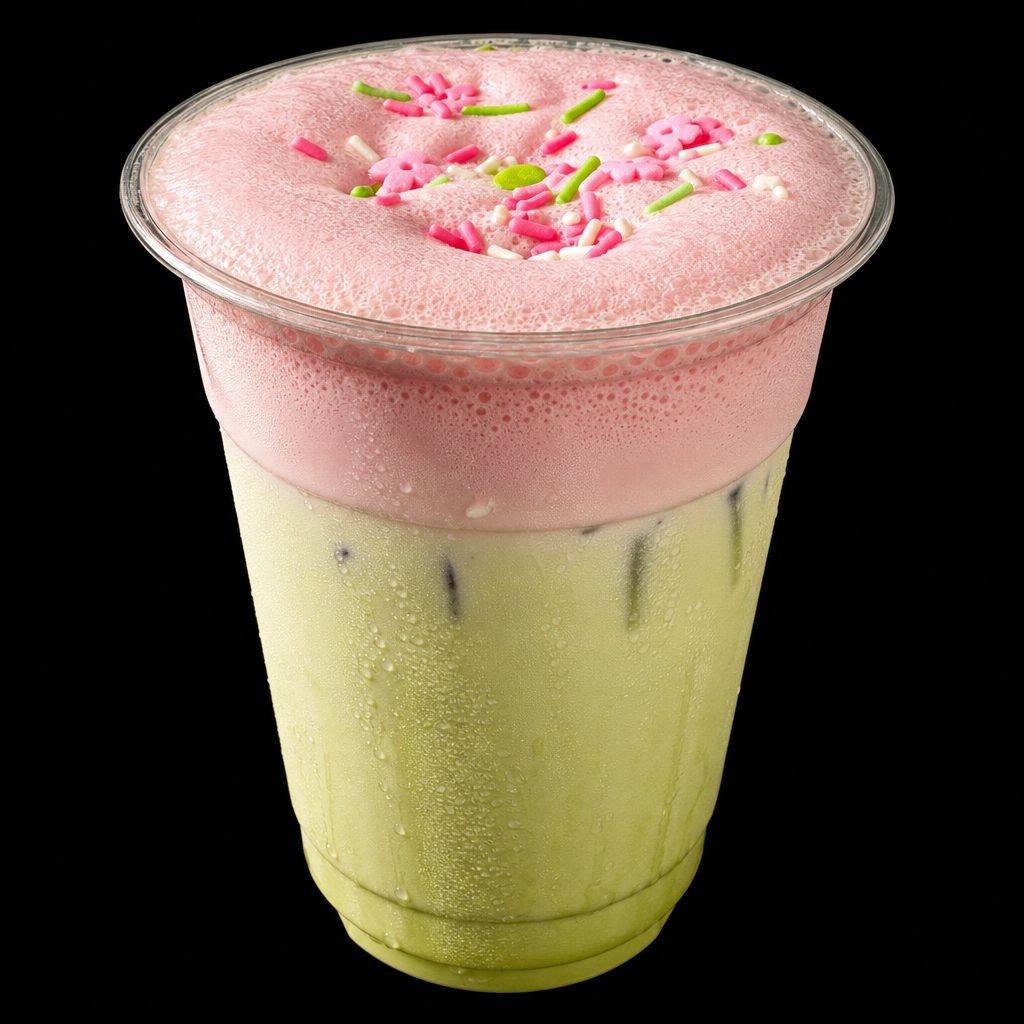 Apple Blossom Cream Matcha Latte.